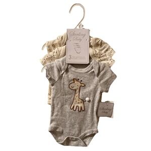 3 Set Bodysuits Baby Boy Size 3m NWT Sterling‎ Baby Giraffe Baby Shower Gift